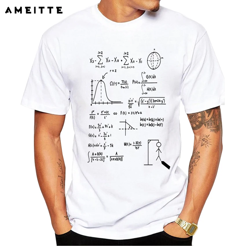 Novi modeli E enaka mc2 Oblikovanje T-Shirt za Moške Matematik T Shirt Poletje Visoke Kakovosti Hipster Kratek Rokav Tee Majice