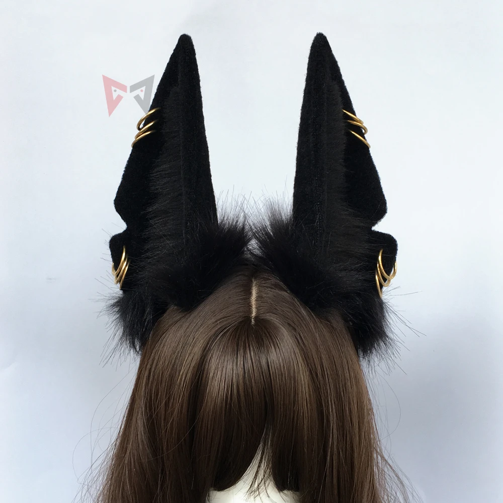 Novo Ročno Delo Izvirno Zver Anubis Volk Mačka Pes Ušesa Black Hairband Hairhoop Pokrivala Za Cosplay Kopalke Dodatki