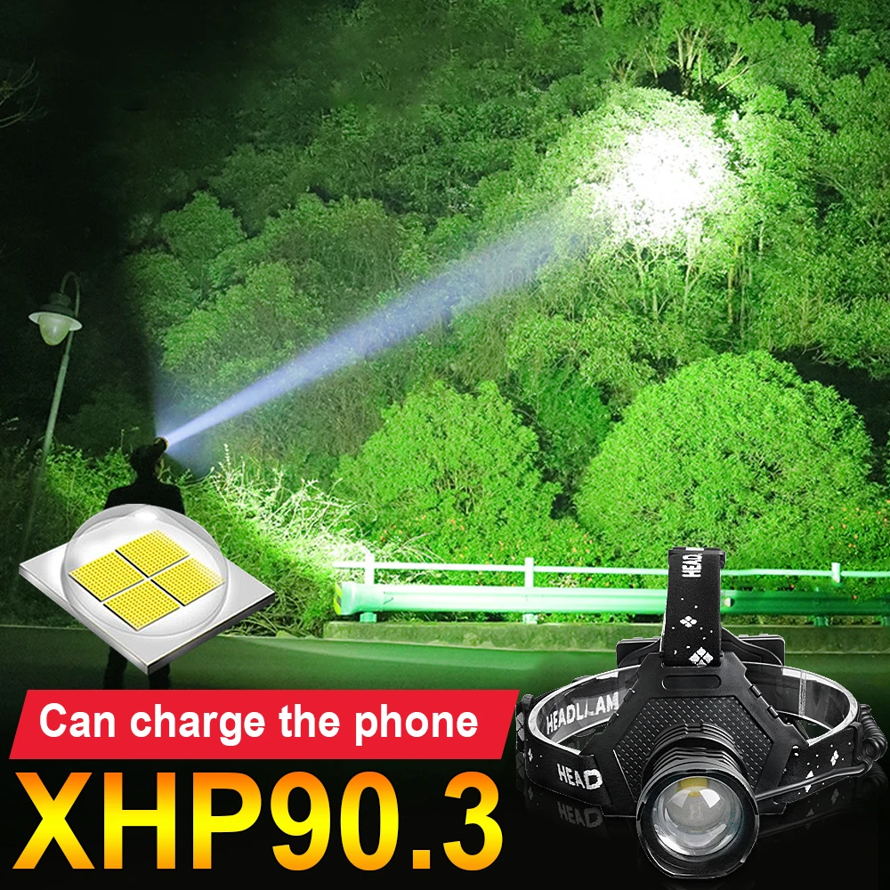 NOVO XHP90.3 LED Smerniki Svetilka Visoke Moči LED Žaromet 18650 Polnilna USB Zoom Glavo Svetilka XHP50.2 XHP90.2 Ribolov Luč