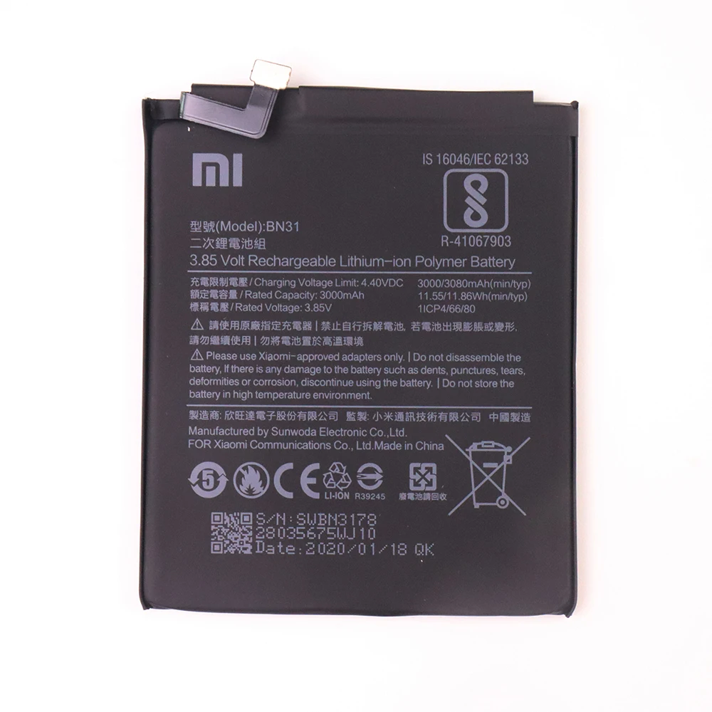 Original XiaoMi Nadomestna Baterija Za Xiaomi Redmi 3 3 3X 4X 4A 5A 3 pro 5 Plus Opomba 3 4 4 5 5A 6 7 Pro Mi5 Mi 8 5X Baterije