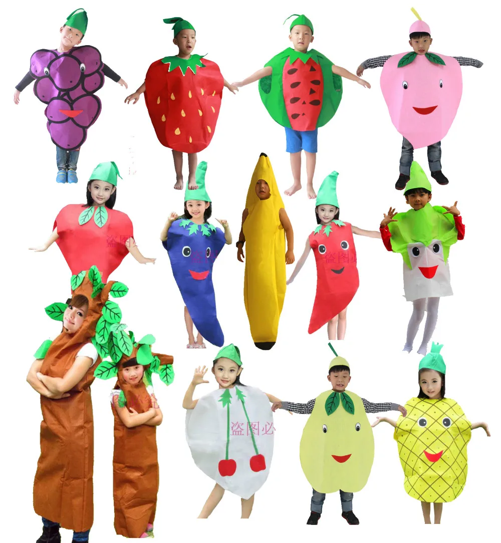 Otroci otroški Halloween Party Risanka Sadja, Zelenjave Kostum Cosplay Oblačila Bučna Banana Drevo za Fant Dekle