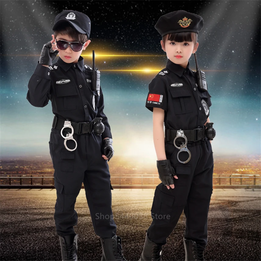 Otrok Halloween Policist Kostume Otroci Carnival Party Policijsko Uniformo, 110-160 cm Fantje Vojske Policistov, Cosplay Kompleti Oblačil