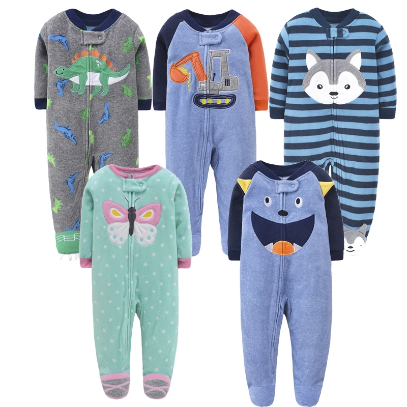 Otroške pižame zadrgo pozimi toplo otroška oblačila samorog polar runo jumpsuit fantje oblačila baby jumpsuit novorojenčka romper ropa bebe