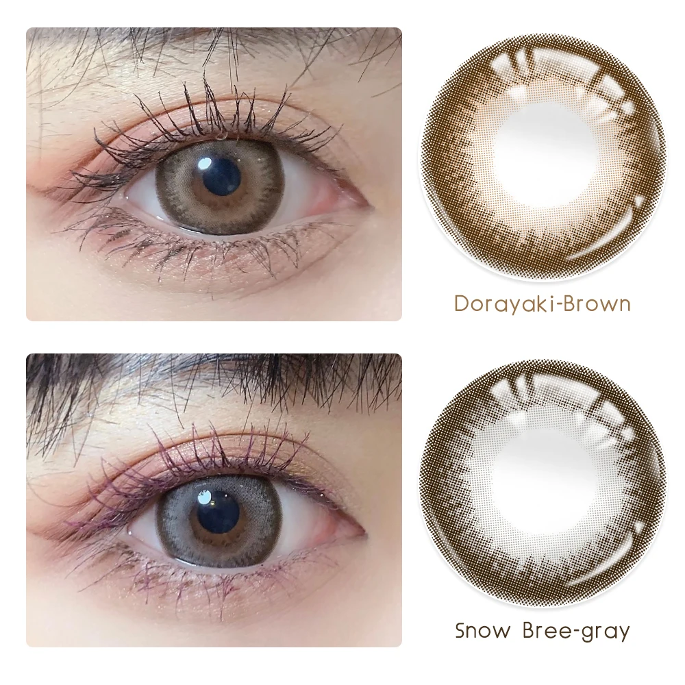 OVOLOOK-2pcs/par Naravne Leče z Dioptrije Kontaktne Leče za Oči Eye Imenik Barvne Leče Oči Yealy Uporabo (DIA:14.5 mm)