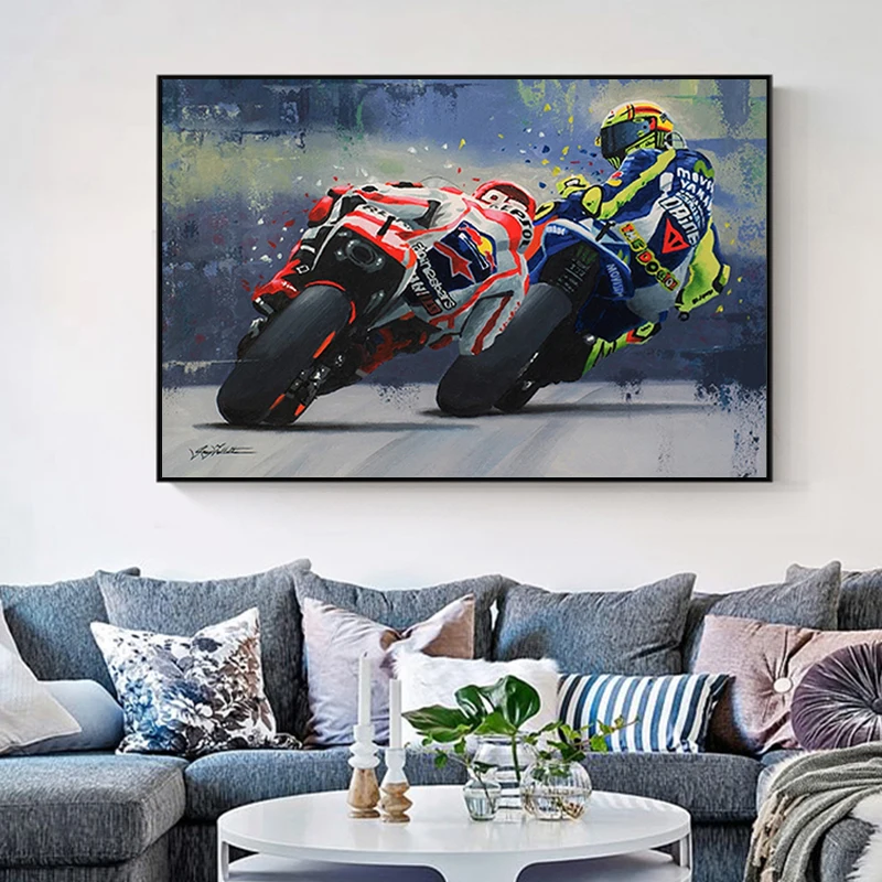Povzetek Motocikel Platno Plakati in Tiskanje Sodobne Wall Art Grand Prix motorno kolo Dirke Slike za Dom Dnevna Soba Dekor