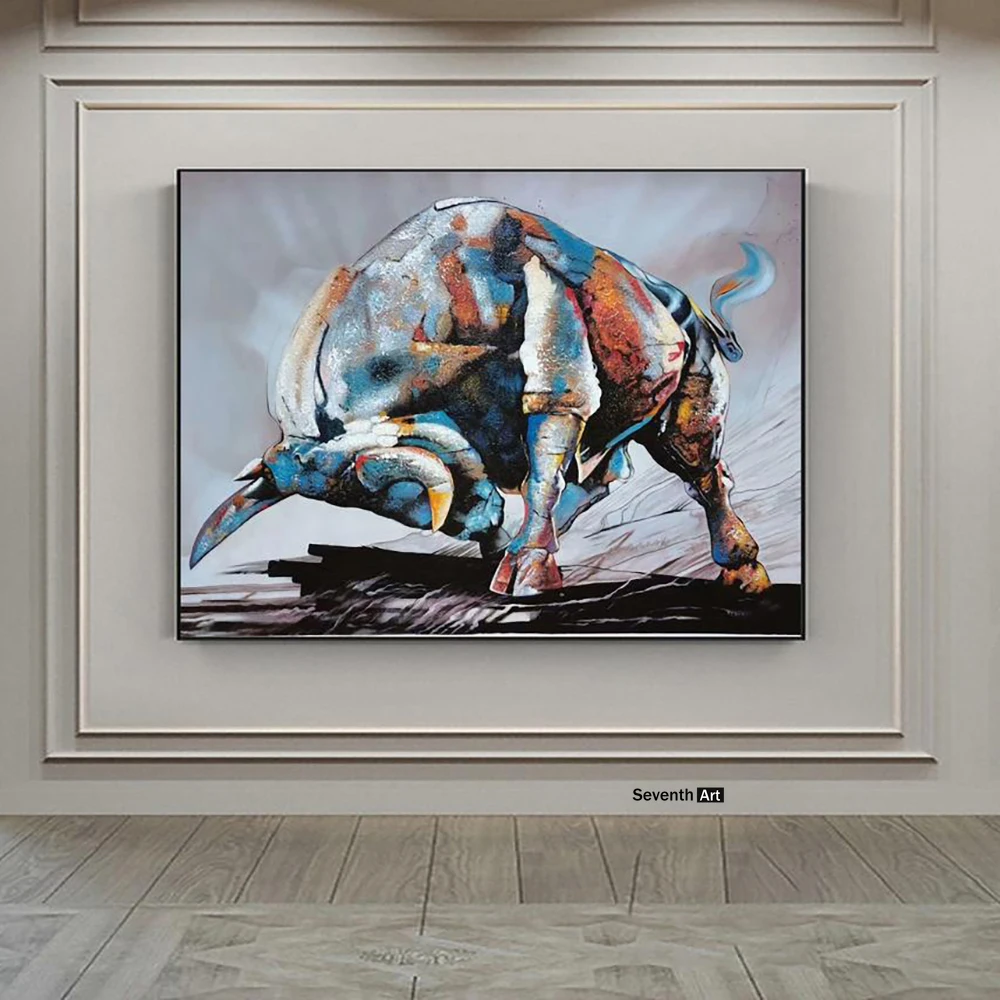 Povzetek španski Bullfight Stensko Slikarstvo Pisane Bika Plakatov in Fotografij Živali Wall Art Slika na Platnu za Sobno Dekoracijo