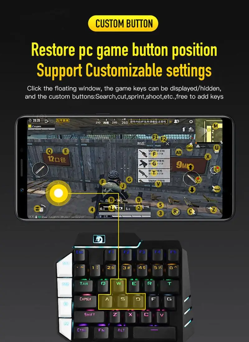 PUBG Gaming Tipkovnica Miška Pretvornik Bluetooth 5.0 Tok Mobilne Gamepad Krmilnika Za IOS Android Telefon Z RAČUNALNIKOM Plug And Play
