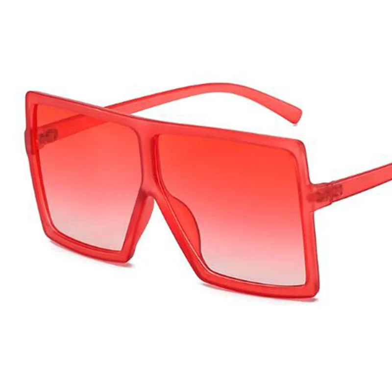 Rdeča Prevelik sončna Očala Ženske Ravno Top Kvadratni Plastični Okvir za Očala Vintage Retro Velika Rumena, Roza, Črna Jasno Očala Moških UV