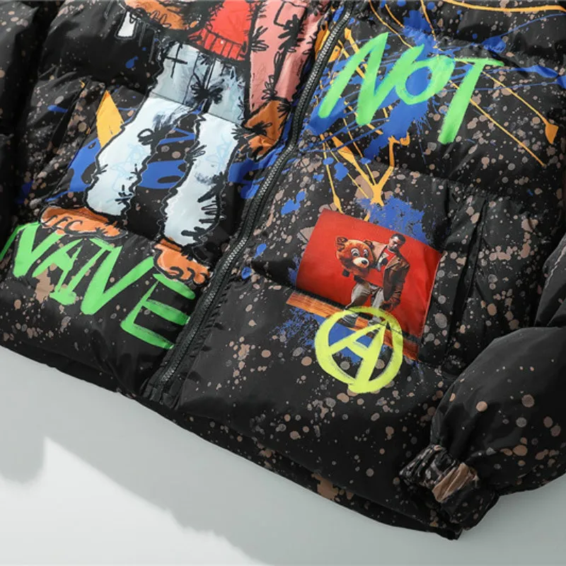 Risanka Grafiti, Tiskanje Suknjič Parka Do Leta 2020 Hip Hop Harajuku Ulične Priložnostne Tople Zimske Jakne Hipster Letnik Debele Outwear