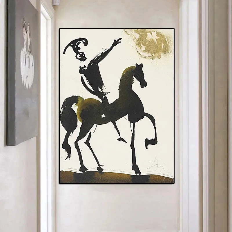 Salvador Dalí Povzetek Konjeniški Bojevnik Platno Slikarstvo Plakati in Tiskanje Cuadros Wall Art Slike za Dnevni Sobi Doma Dekor
