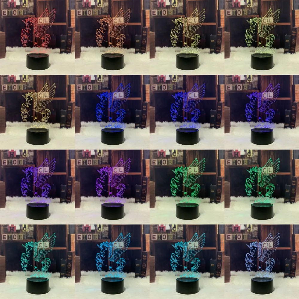 Samorog Risanka Kawaii Slog 3D Lučka Moj Mali Ponija RGB LED Nočna Lučka Dekle Darilo Dekorativni Multicolor Luminaria Otrok Igrača Tabela