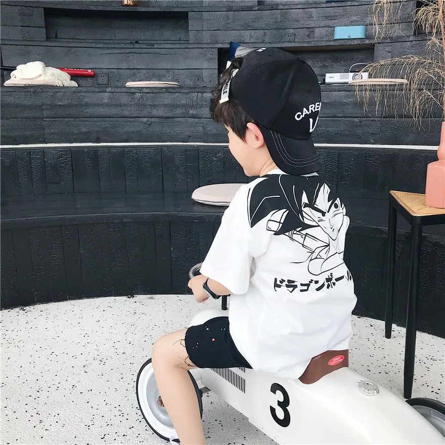 Tonytaobaby Poletne Obleke Nove Fant in Dekle je Trend Oblačila Risanka T-shirt Wukong Čistega Bombaža, Kratek Rokav