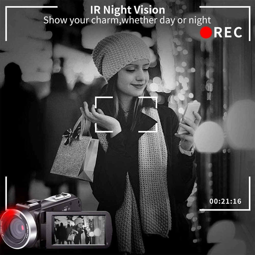 UHD 4K Video Kamere, WiFi Night Vision Vlogging Za Živo 48MP 3.0 Palčni IPS Kapacitivni Zaslon na Dotik Z Stabilizator