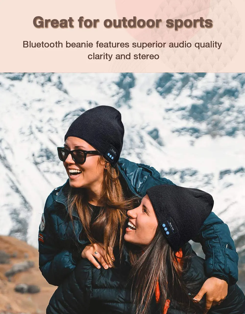 UNCJC VH30 Bluetooth Beanie Klobuk Slušalke z Mikrofonom Brezžične Slušalke za glasbo pletena Kapa