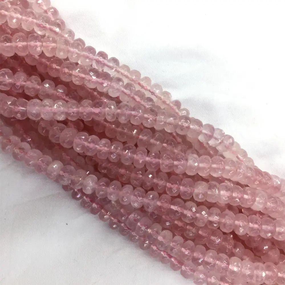 Visoka Kakovost Mozambik Jasno Pink Rose Quartz Crystal Svoboden Gladko Rondelle Ogrlica, Zapestnica Nakit Kroglice 06038