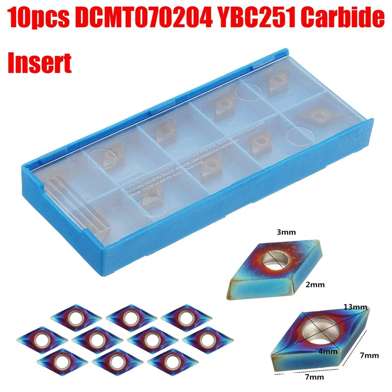 Visoko Qualityt 10pcs HRC45 Modra Nano DCMT070204 YBC251 Karbida, ki se Vstavi za SDJCR/SDNCN/SDQCR Obračanja Orodje Imetnik