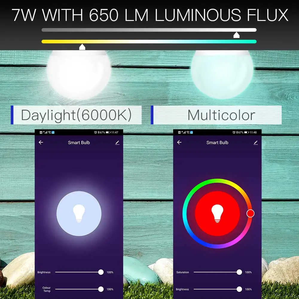 WiFi Smart Zatemniti LED Žarnica 7W,RGB ,Smart Življenje Tuya App Remote Control Delo z Alexa Echo Google Doma,E27