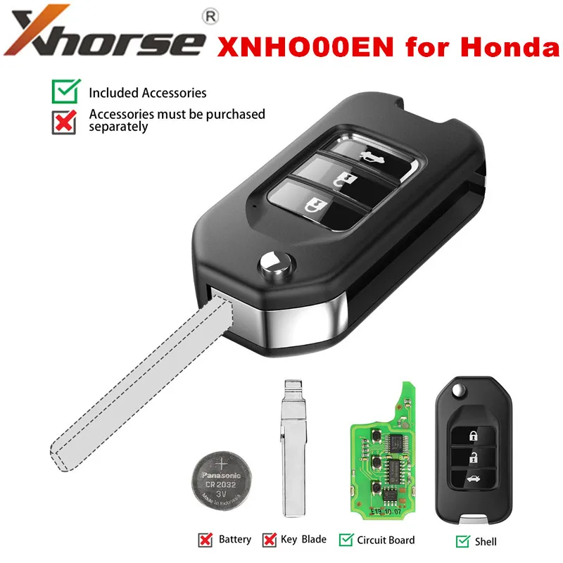 XHORSE XNHO00EN Univerzalni Daljinski Ključ Za Honda, Tip Brezžične XN004 Daljinski Ključ, 3 Gumbi, NXP Čip za VVDI2/VVDI Ključno Orodje
