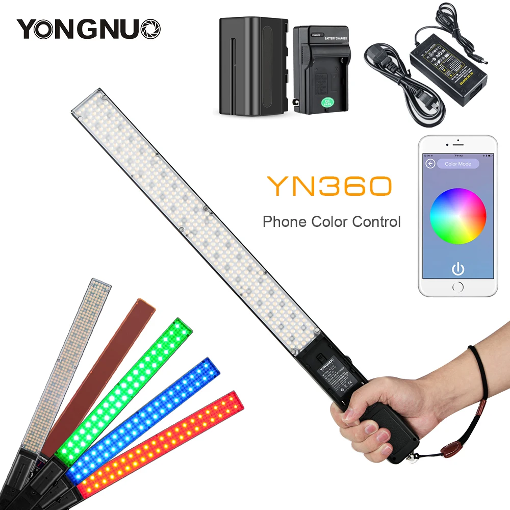 Yongnuo YN360 Ročni Led Stick LED Video Luč Nastavljiva Barvnih Temperatur 3200k, da 5500k RGB pisane pod nadzorom Telefon App