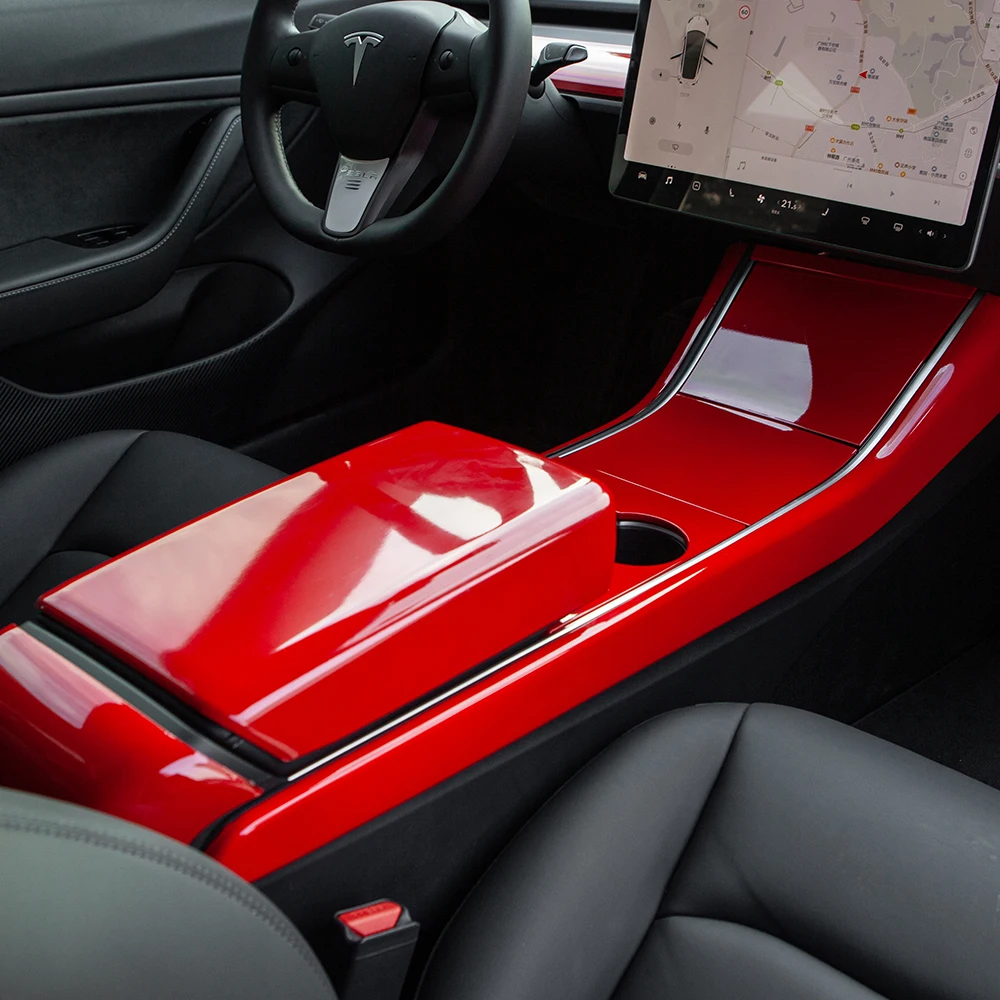 Za Tesla Model 3 model y Ogljikovih Vlaken ABS Center Shranjevanje Armrest Kritje Trim Notranjo Opremo model3 modely