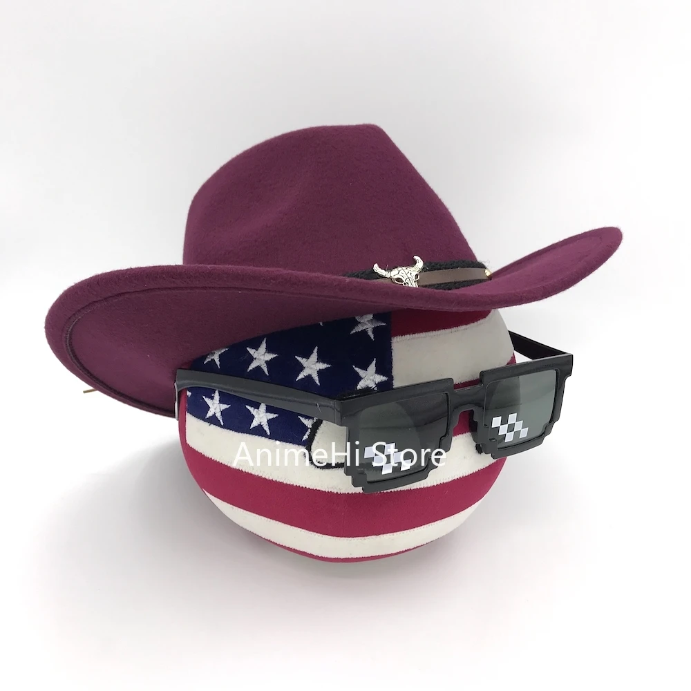 Združene države Amerike Žogo in Zahodni kavbojski klobuk Lutka ZDA countryballs plushies Cosplay Polandball Plišastih Igrač za Darilo 20 CM