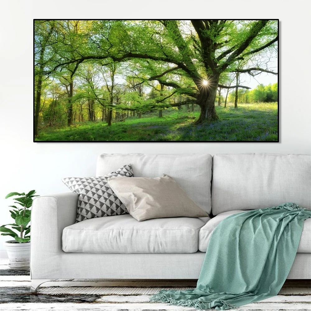 Zeleno Gozdno Krajino Plakat Platno Stensko Slikarstvo Umetnost Slike Dreves za Tiskanje Dnevna Soba Dekor Cuadros brez okvirja