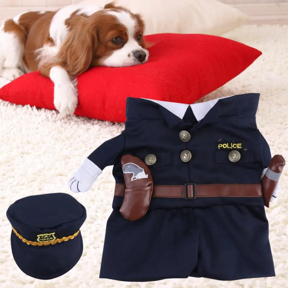 Žival Pes Mačka Kostume Kul Policijsko Uniformo Plašč Halloween Cosplay, Oblačila Za Psiček Psi Temo Stranki Apretiranje Psa Oblačila