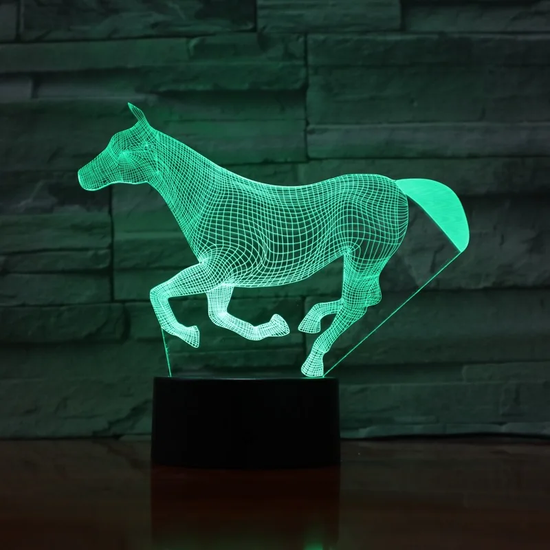 Živali, ki Teče Konj 3D Lučka Iluzijo otroška Nočna Lučka LED Žarnice Multi-barvni Otrok Dar, Otrok Igrača Tabela Desk Dekor