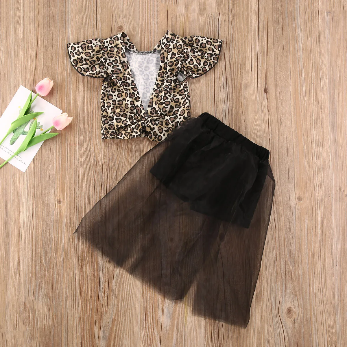 0-5Y Moda Malčke Baby Dekleta Obleke, Kompleti Leopard Natisnjeni Backless T Majice, Vrhovi+Čipke Tutu Krila 2Pcs Obleko
