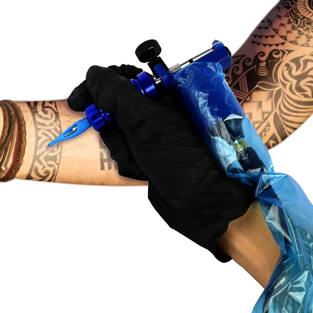 100 kozarcev/paket Modra Tatoo Posnetek Kabel Rokavi Vrečke Ponudbe za Enkratno uporabo Zajema Vrečke za Tatoo Pralni Strokovno Tatoo Opremo
