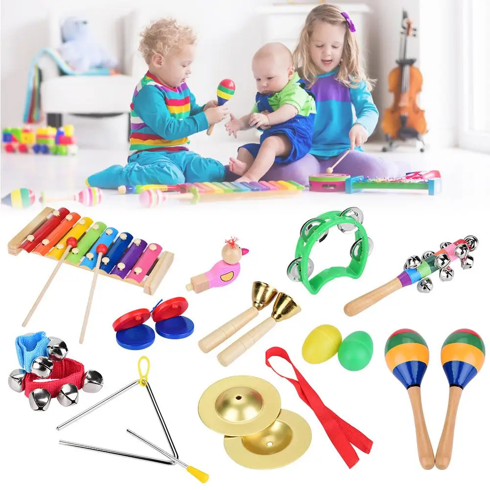 12Pcs Malčka Glasbila Lesene Xylophone Nastavite Otrok Tolkala Igrače Instrumenti za Otroke Predšolske Vzgoje
