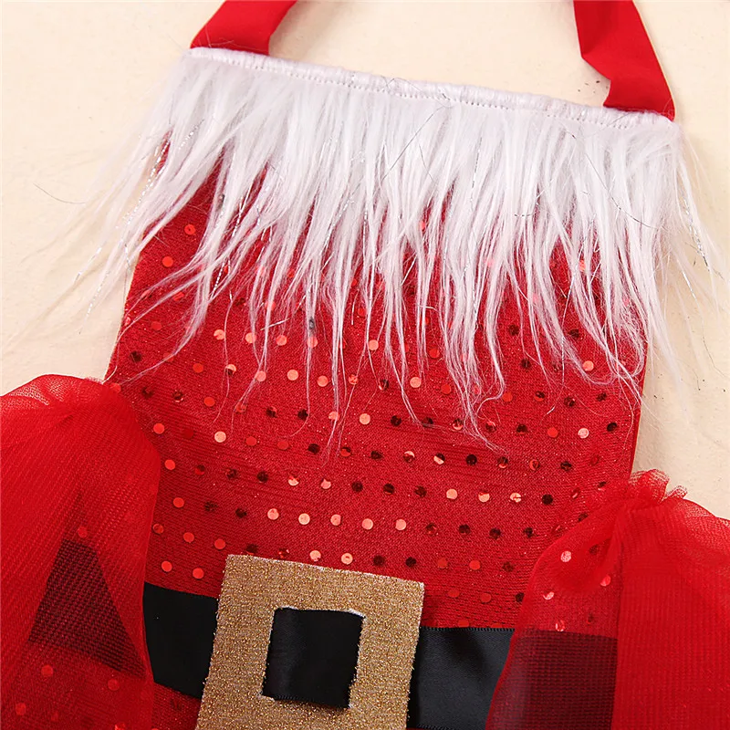 2021 Božič Otroške igralne obleke Obleko brez Rokavov Vratu Krilo Trikotnik Mednožje Plišastih Prsi s Pasom Vzorec Božič Obleke