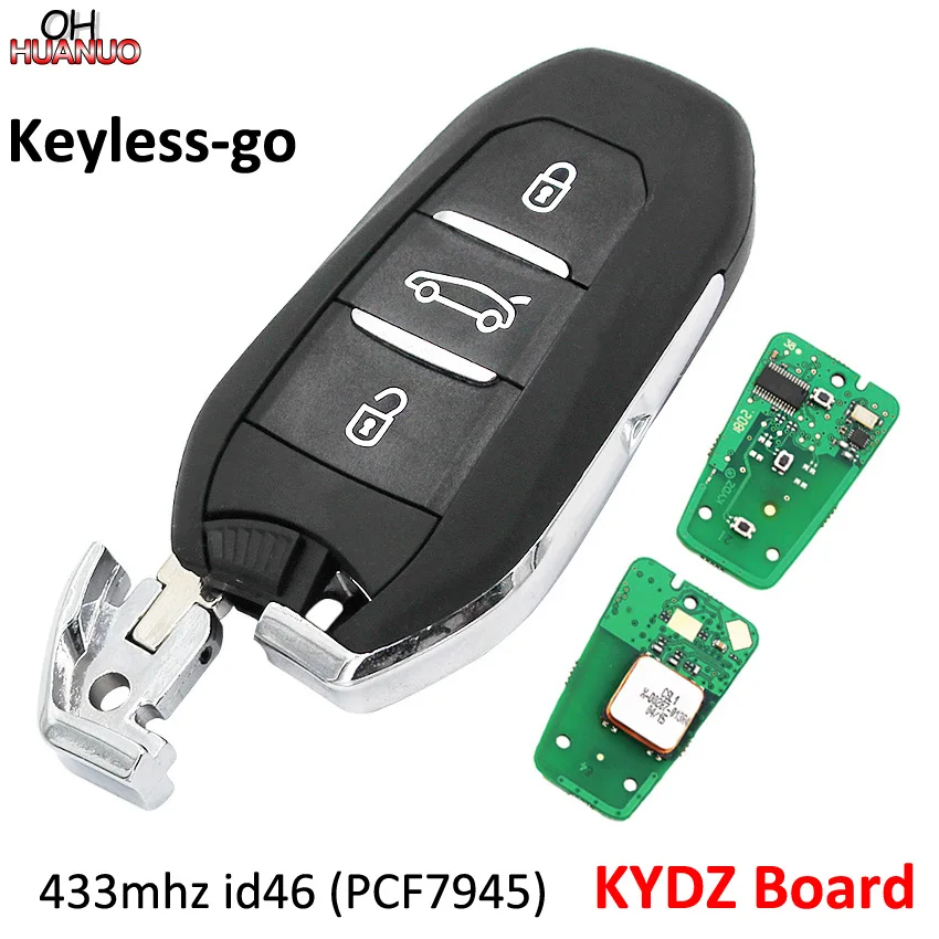 3 Gumbi, DS Smart Remote Key 433MHz 7945 Čip za Peugeot 508/Citroen C4 z Zasilni Ključ HU83 Rezilo Z Goove KYDZ Odbor