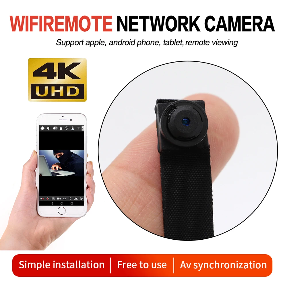 4K brezžičnega omrežja wi-fi, Mini majhne kamere P2P IP kamera, mikro kamere, daljinsko upravljanje mini micra cam support128G TF cardV