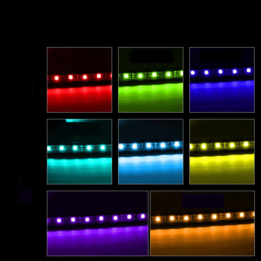4pcs Avto RGB LED Trakovi Luči LED Trakovi Luči Barve Avto Styling Dekorativni Vzdušje Svetilke Avto Notranje Svetlobe z Oddaljenim 12V