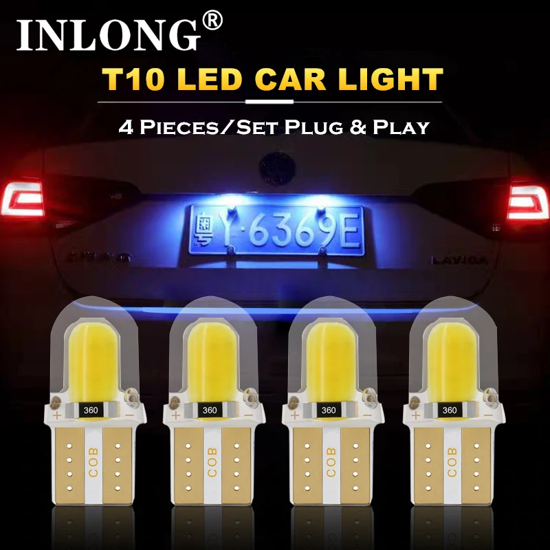 4pcs LED T10 W5W 194 168 W5W Parkiranje Led Žarnica Auto Klin Potrditev Lučka Kremena Svetlo Modra Svetloba Žarnice registrske tablice