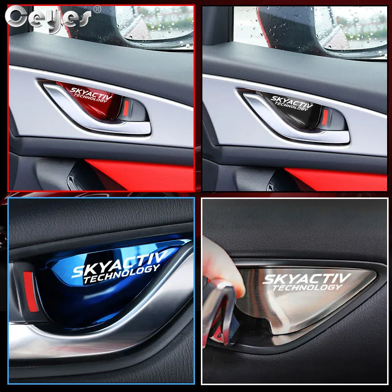 4pcs Za Mazda Tehnologijo Skyactiv 3 6 CX 5 CX3 CX8 CX9 8 9 Vrat Ročaj Zapestje Skledo Trim Nalepke Avto Styling Notranja Oprema