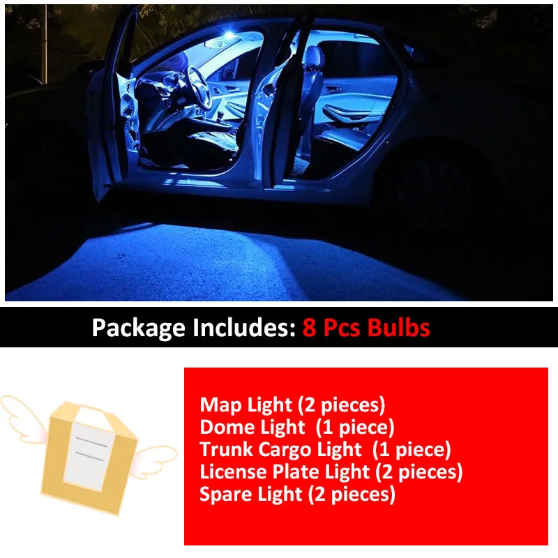 8Pcs Vroče Prodajo Bele Led Modra LED Lučka Avto Žarnice Notranjost Paket Komplet Za Toyota Yaris 2007-2011 Zemljevid Dome registrske Tablice Svetlobe