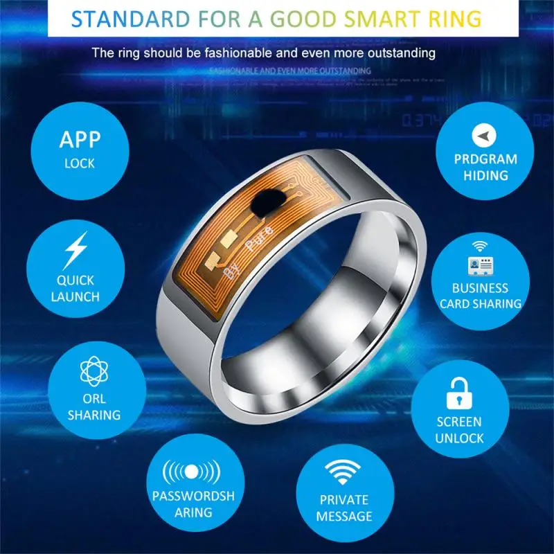 Anillo inteligente multifuncional resistente al agua NFC, anillos digitales inteligentes de desgaste par teléfonos Android