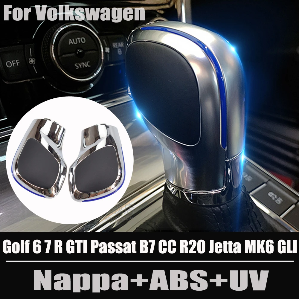 Auto Prestavna Ročica Ročica Menjalnika Roko Žogo Za VW Golf 6 7 R GTI Passat B7 B8 CC R20 Jetta MK6 GLI Chrome/Matt Silver DSG Logotip