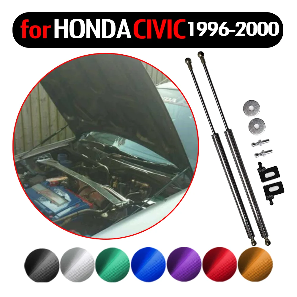 Avto Styling Spredaj Kapuco Bonnet Plina Oporniki za Honda Civic 1996-2000 Dvigalo Podporo Dvigalo pomlad Blažilnik Ogljikovih Vlaken Šok