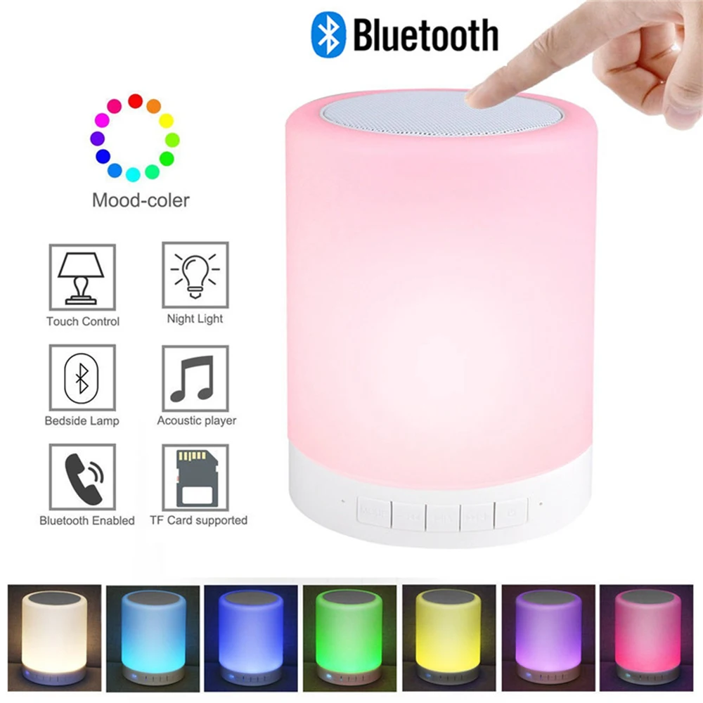 Barvita Noč Svetlobe Z Brezžični Bluetooth Zvočnik Pametnih Prenosnih Dotik za Nadzor Barv LED Desk namizne Svetilke Podpira TF Kartice AUX
