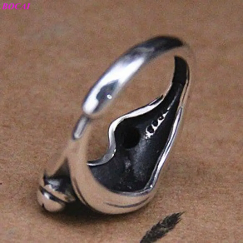 BOCAI S925 sterling silver obroči za moške in ženske 2020 novo fahsion 925 srebro retro nastavljiv srčkan malo žaba srebrni prstan