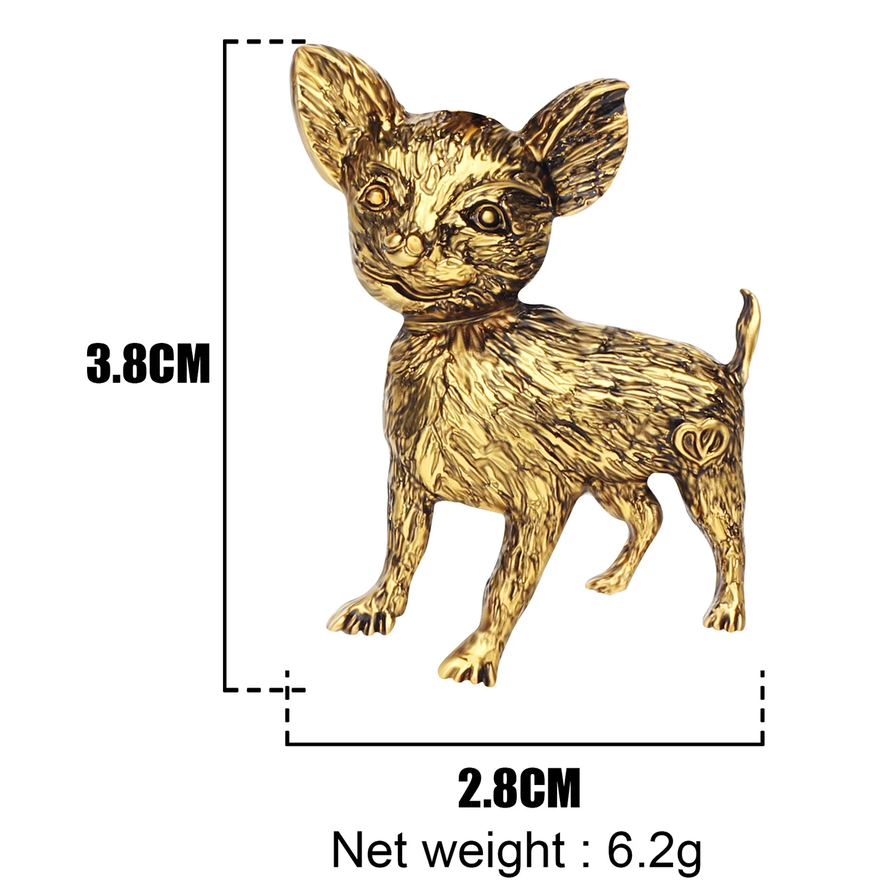 Bonsny Zlitine Antique Gold Plated Chihuahua Pes Broške Veliko Srčkan Živali Oblačila, Nakit Za Lady Ženske, Dekleta Novost Stranka Darila