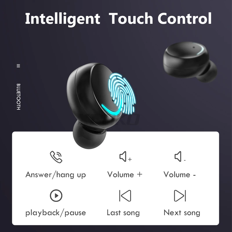 Brezžične Bluetooth Slušalke Športne Nepremočljiva TWS Bluetooth Slušalke z Mikrofonom Touch Kontrole Brezžične Slušalke Čepkov Telefon