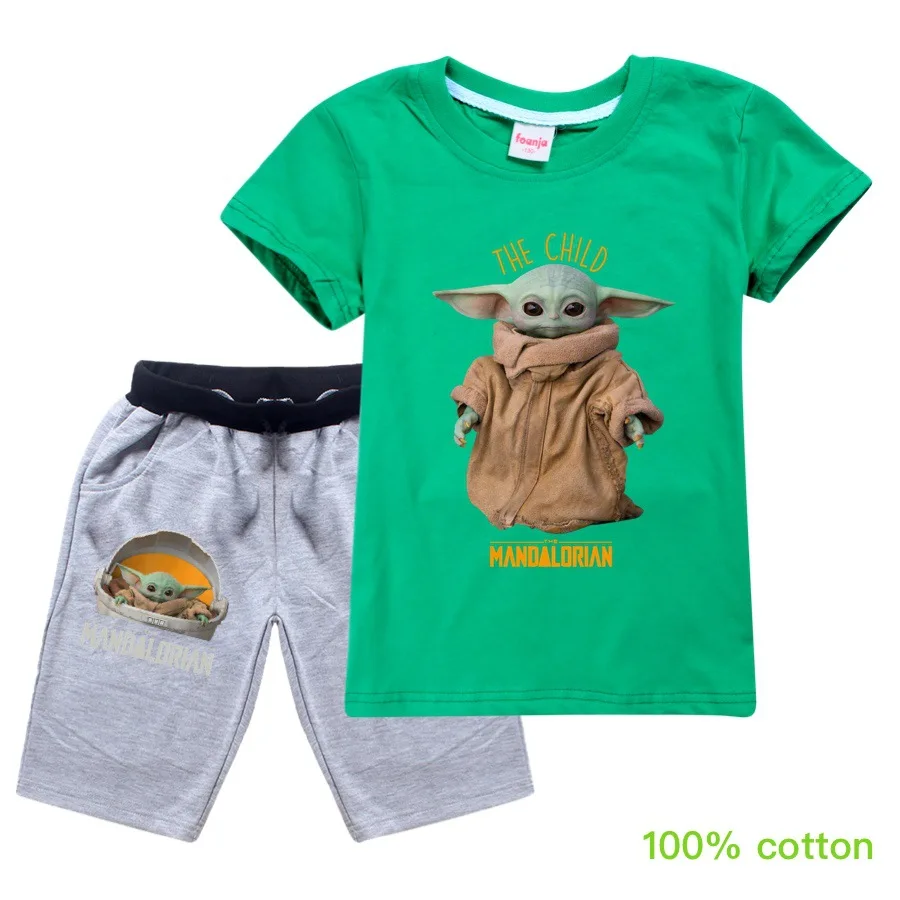 Dekle Fantje Kratek Rokav Risanka Me Contro Utc T-shirt Vrhovi+Hlače, Pižame Nastavite Fantje Božič Oblačila Star Wars Baby Yoda