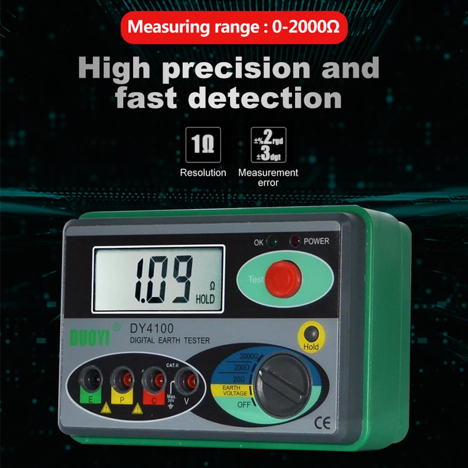 DY4100 Megger Meter Odpornost Tester Digitalni Megohmmeter Zemlji Odpornost Tester Tleh 0-2000 Ohm Izolacija Tester