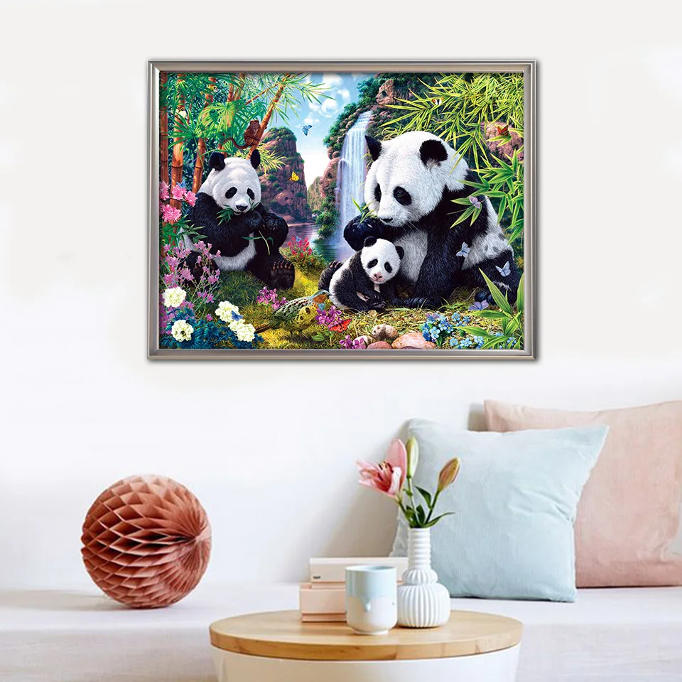 EverShine Diamond Mozaik Panda Sliko Okrasnih Diamond Slikarstvo Živali Navzkrižno Šiv Polni Sveder Vzorec Notranje Barvanje