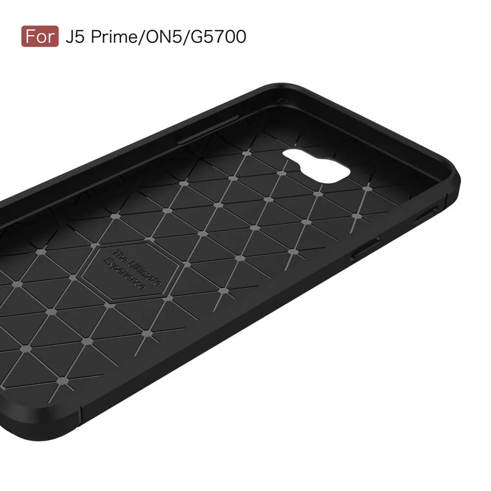 Funda Za Samsung Galaxy J5 Prime On5 2016 Ogljikovih Vlaken Brušena Shockproof Primeru Telefon SM-G570F SM-G570F/DS Silikonski Odbijač Pokrov