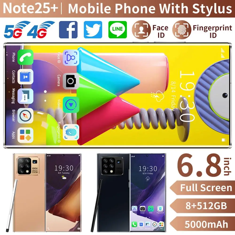 Globalna Različica Note25+ Pametni telefon za 6,8